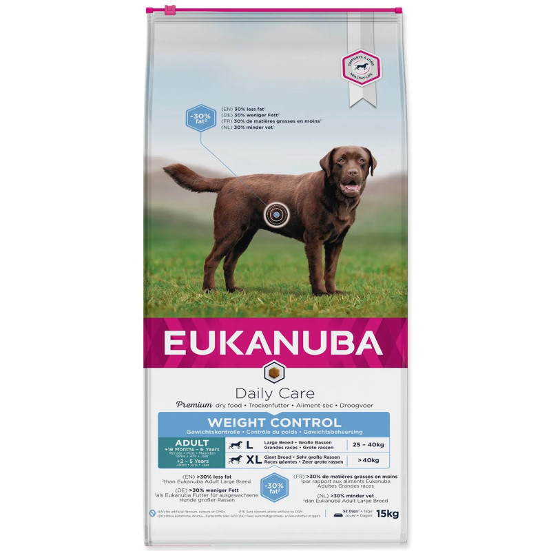 Hrana EUKANUBA Daily Care za odrasle, velike in zelo velike pasme, za uravnavanje telesne teže 15 kg