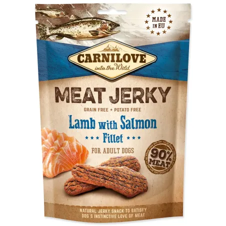 Poslastica Carnilove Jerky jagnje in losos, rezine 100 g