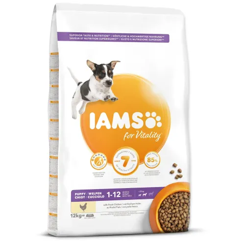 Hrana za pse IAMS Dog Puppy Small & Medium, piščanec, 12 kg.