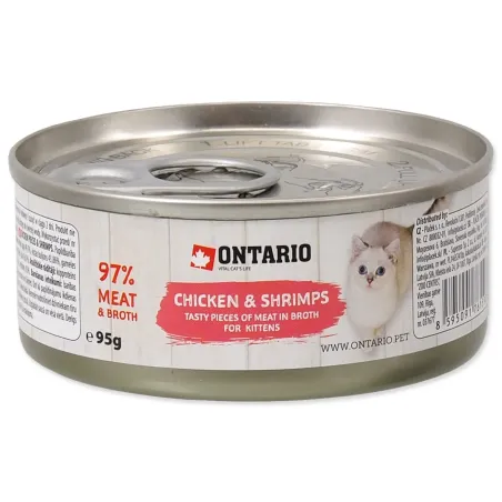 Konzerva Ontario Kitten koščki piščanca s kozicami 95 g