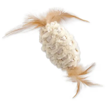 Igrača Magic Cat chenille žogica s perjem in mačjo meto, mix 20 cm