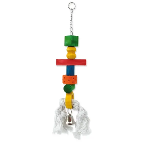 Igrača Bird Jewel leseni zvonček, obešen na vrvi 9×50 cm