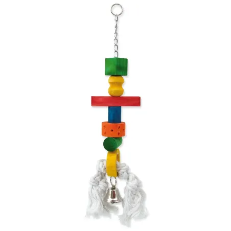 Igrača Bird Jewel leseni zvonček, obešen na vrvi 9×50 cm