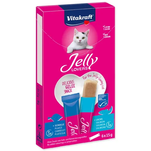Priboljšek Vitakraft Jelly Lovers losos in polenovka 6x15g