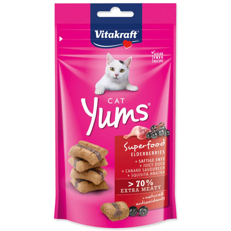 Poslastica Vitakraft Cat Yums Superfood raca z bezegom 40g