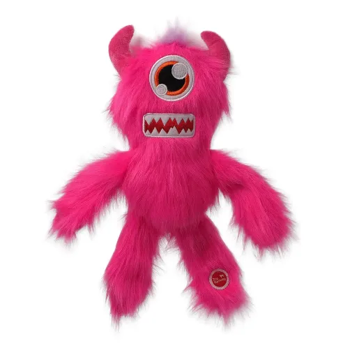 Igrača Dog Fantasy Monsters strašilo s piščalko enooko puhasto rožnato 35cm