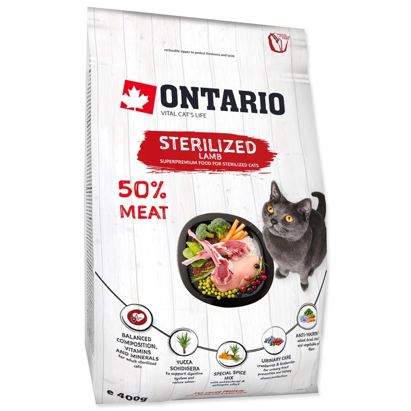 Hrana Ontario Cat Sterilised Lamb 0,4 kg