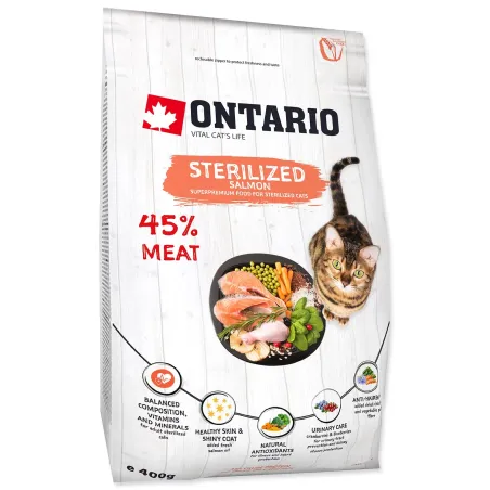 Hrana za mačke Ontario Cat Sterilised Losos 0,4 kg