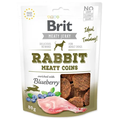 Posladek Brit Jerky Meaty zajec, kolutki 80 g