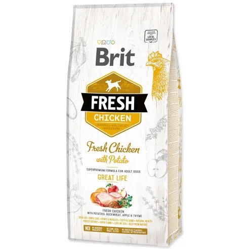 Hrana Brit Fresh s piščancem in krompirjem za odrasle Great Life 12kg