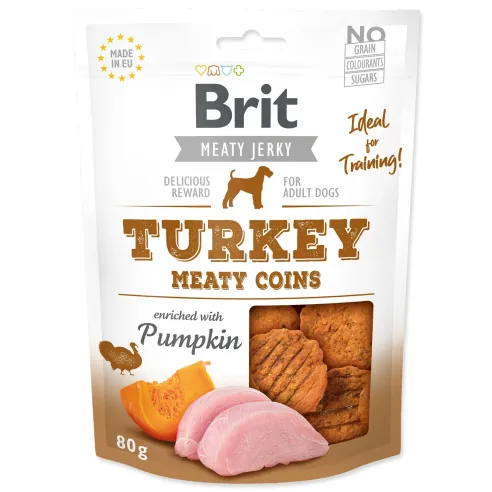 Pochúťka Brit Jerky Meaty puran, koluti 80g