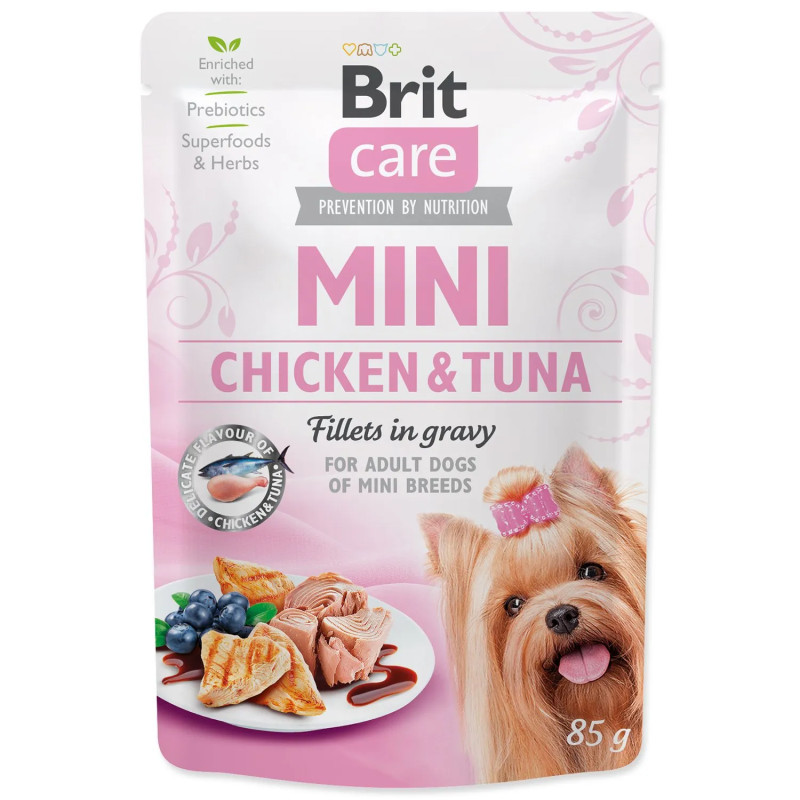 Kapsička Brit Care Mini piščanec in tuna, fileti v omaki 85 g