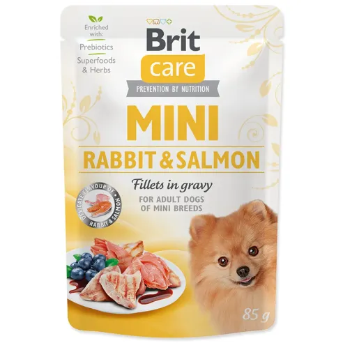 Vrečka Brit Care Mini zajec in losos, fileti v omaki 85g