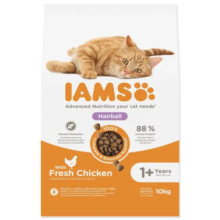 Hrana IAMS za mačke Adult/Senior proti kepam dlak s piščancem 10 kg