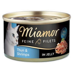 Konzerva Miamor Feine Filets Adult tunina z kozicami v želeju 100g