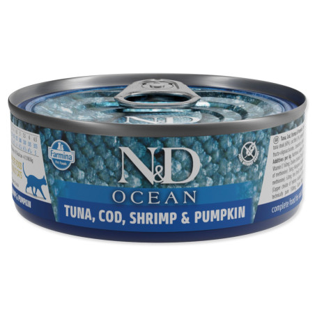 Konzerva N&D Cat Ocean tun, treska, kozice in buča 70 g