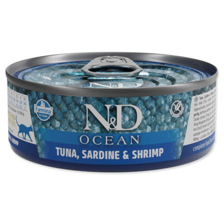 Konzerva N&D Cat Ocean Tunina, sardina in kozica 70 g