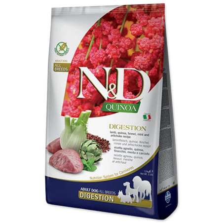Hrana N&D Dog Adult Quinoa za prebavo Jagnjetina in komarček 7 kg