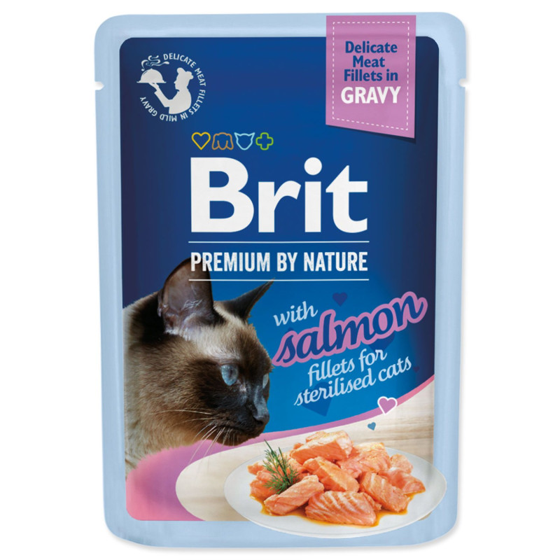 Vrečka Brit Premium by Nature Sterilised losos fileti v omaki 85g