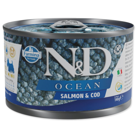 Konserva N&D Dog Ocean Losos in trska 140 g
