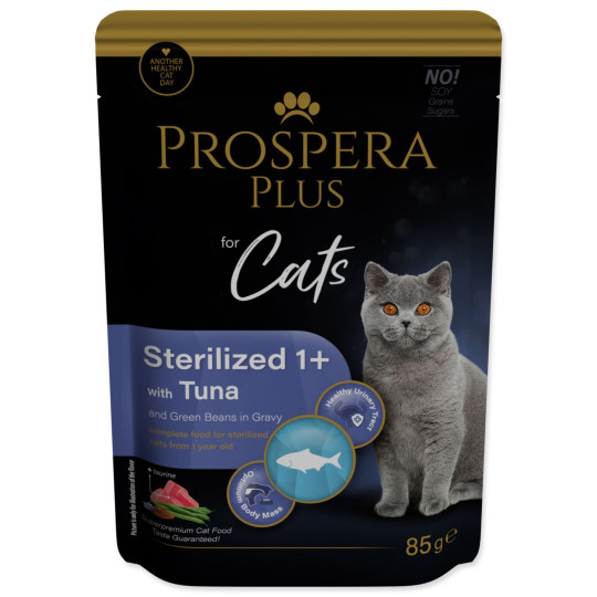 Vrečka Prospera Plus Sterilized 1+, tuna, fižol 85 g