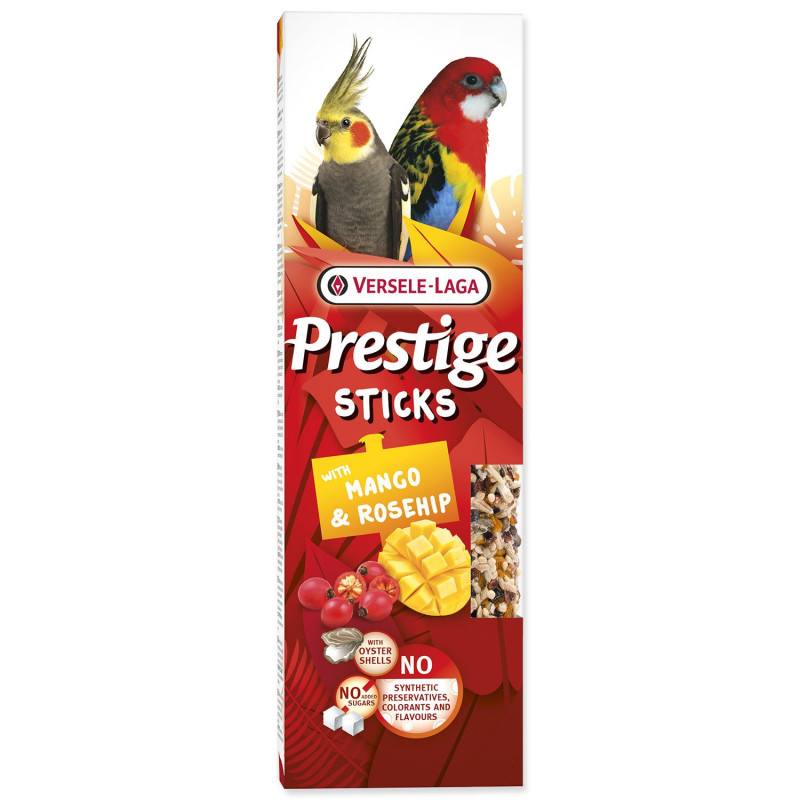 Palčke Versele-Laga Prestige za velike papige z mangom in šipkom 140 g 2 kosa