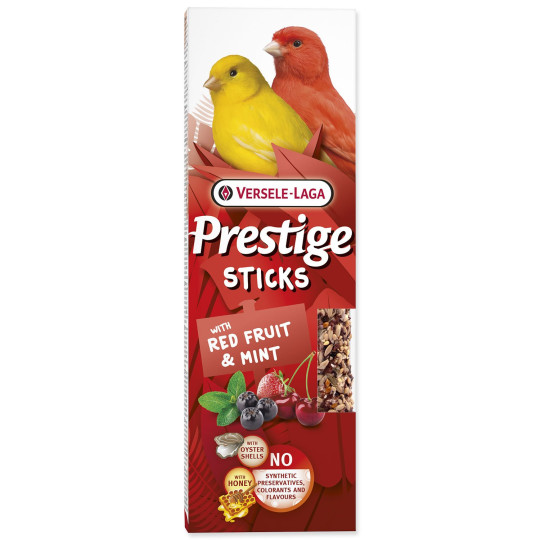 Palčke Versele-Laga Prestige Sticks kanarček z rdečim sadjem in meto 60 g 2 kosa