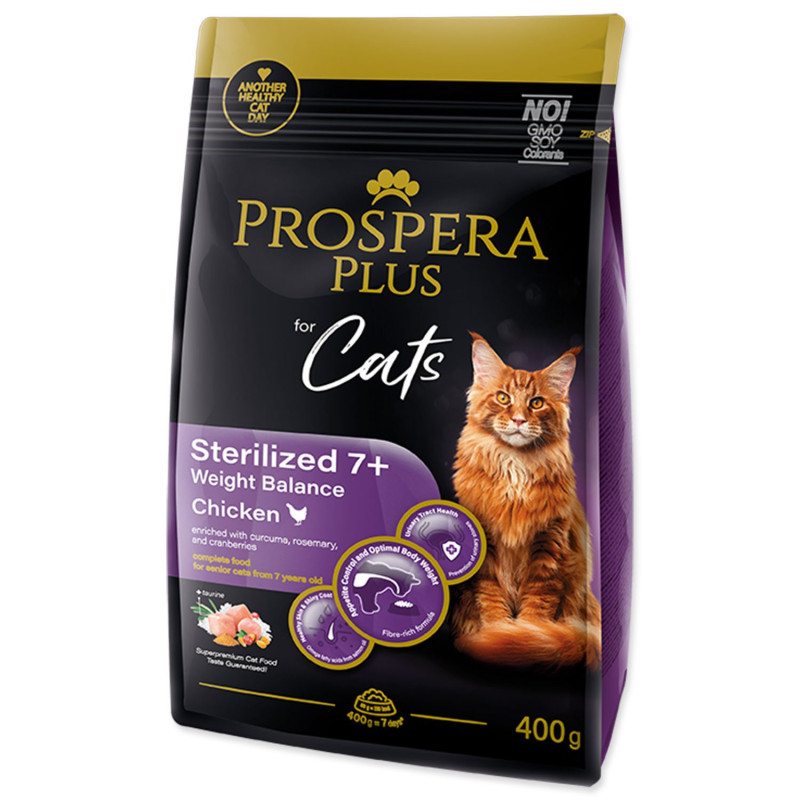 Hrana Prospera Plus Sterilizirana 7+ Piščanec Uravnotežena teža 0,4kg