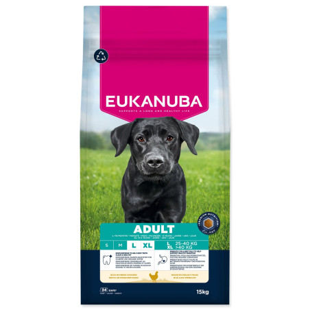 Hrana EUKANUBA Adult Large, bogata s svežim piščancem, 15 kg