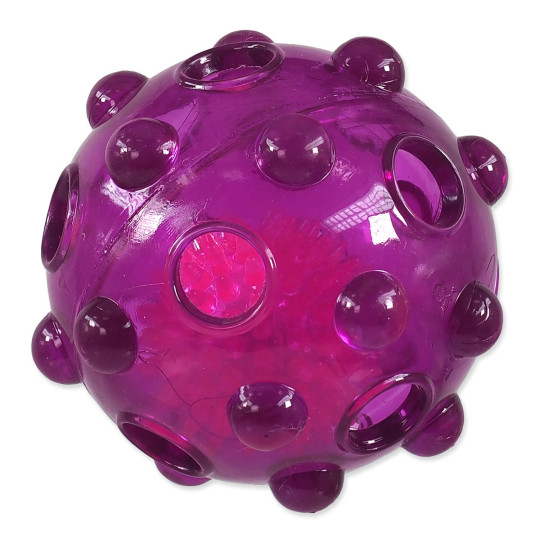 Igrača Dog Fantasy Glow žogica iz TPR gume vijolična 8 cm