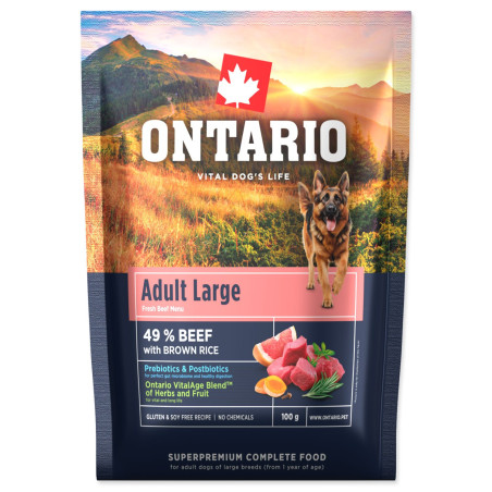 Ontario za odrasle velike pasme, govedina in rjavi riž 0,1 kg