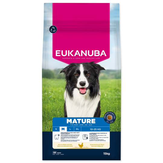 Hrana EUKANUBA Mature Medium, bogata s svežim piščancem, 15 kg