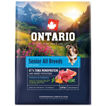 Hrana Ontario Senior za vse pasme Monoprotein Tunina & sladki krompir 2,25kg