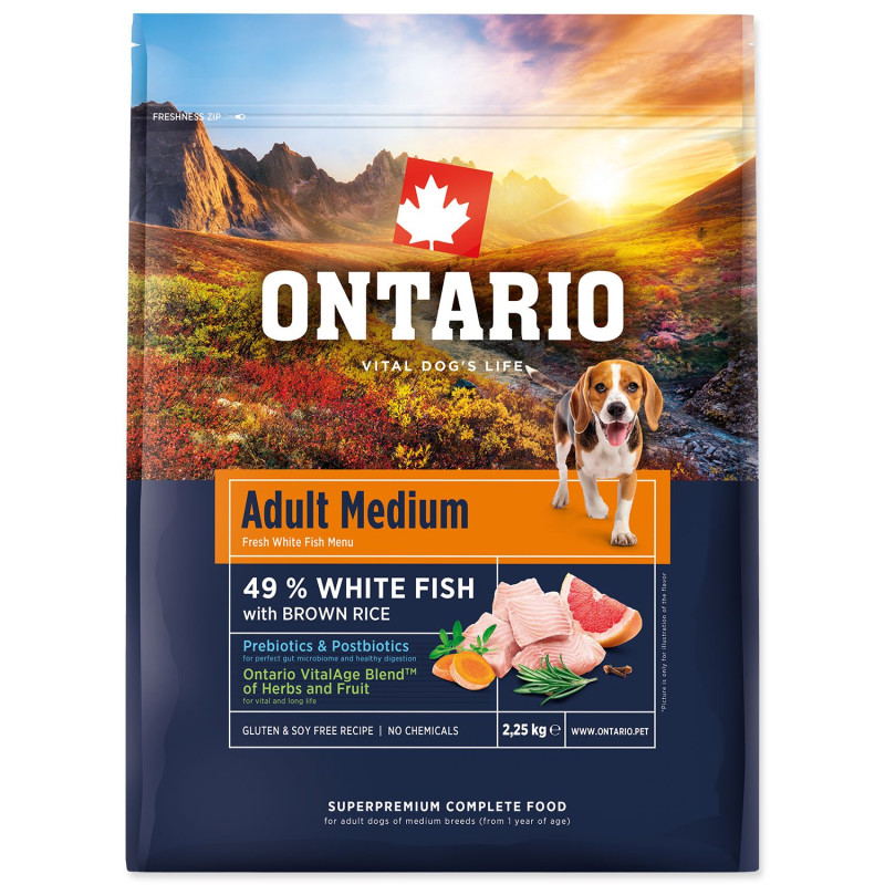 Hrana Ontario Adult Medium Fish & Brown Rice 2,25 kg