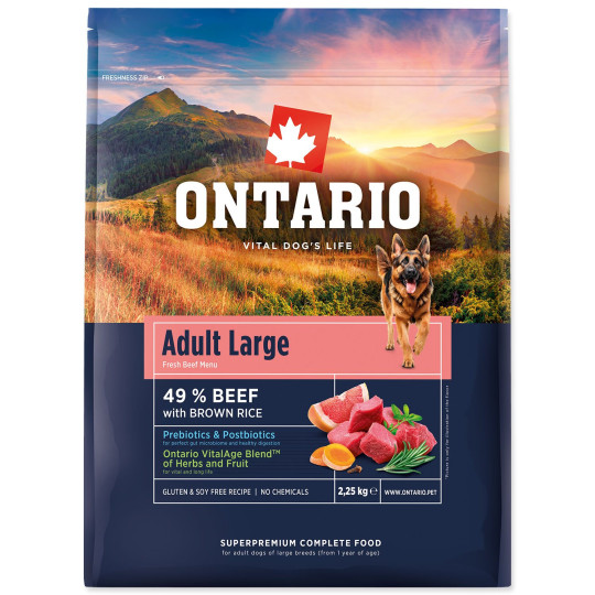 Hrana Ontario Adult Large Beef & Brown Rice 2,25 kg}