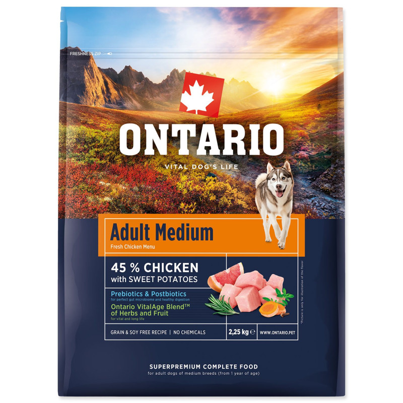 Hrana Ontario Adult Medium Chicken & Sweet Potatoes 2,25 kg
