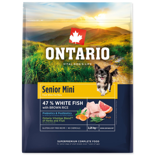 Hrana Ontario Senior Mini Fish & Brown Rice 2,25kg