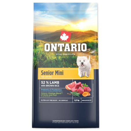 Hrana Ontario Senior Mini Lamb & Brown Rice 6,5 kg