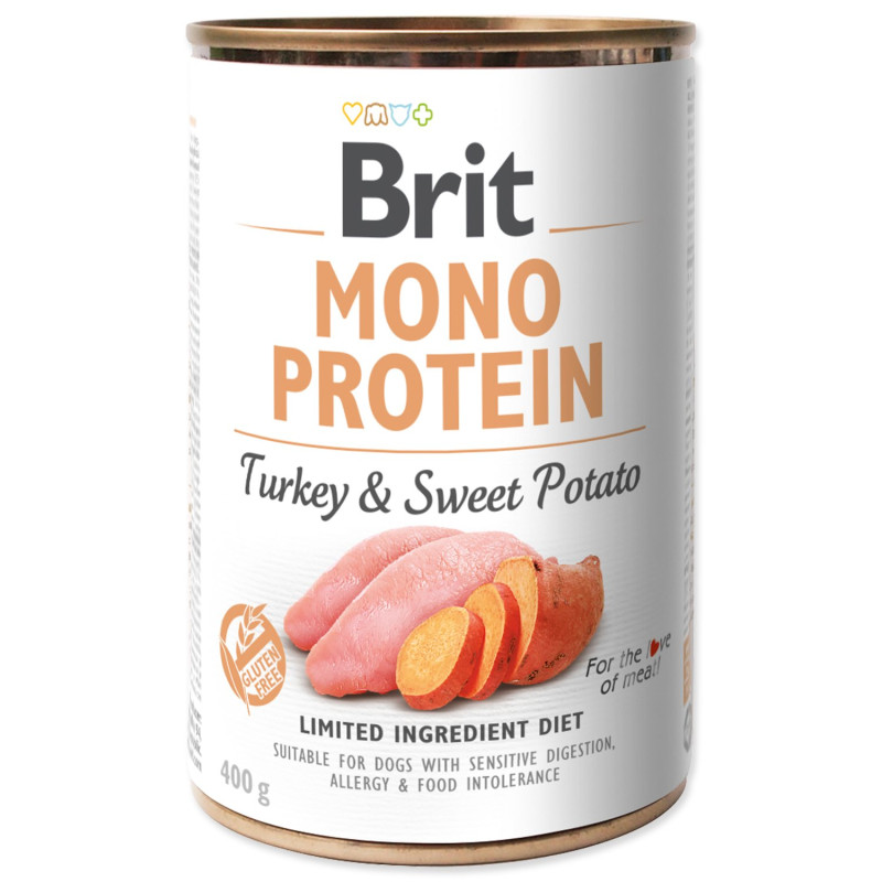 Konzerva Brit Mono protein s puranom in sladkim krompirjem 400g