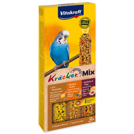 Palčke Vitakraft Kracker Trio Mix z jajcem, medom in marelicami, 3 kosi