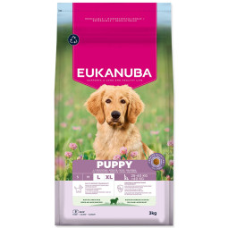 Hrana EUKANUBA Puppy Large, bogata z jagnjetino, 3 kg