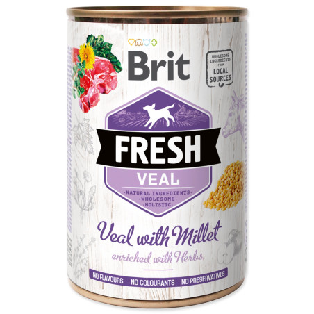 Konzerva Brit Fresh telečje s prosom 400g