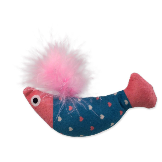 Igrača Magic Cat Rainbow Relax riba s peresom in mačjim zvončkom, modro-rožnata 10cm