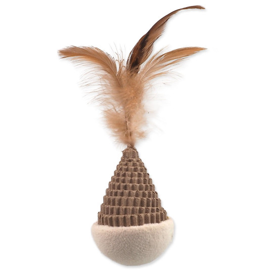 Igrača Magic Cat Natural Fun stožec s perjem, karton/pliš, bel, 6 cm