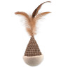 Igrača Magic Cat Natural Fun stožec s perjem, karton/pliš, bel, 6 cm