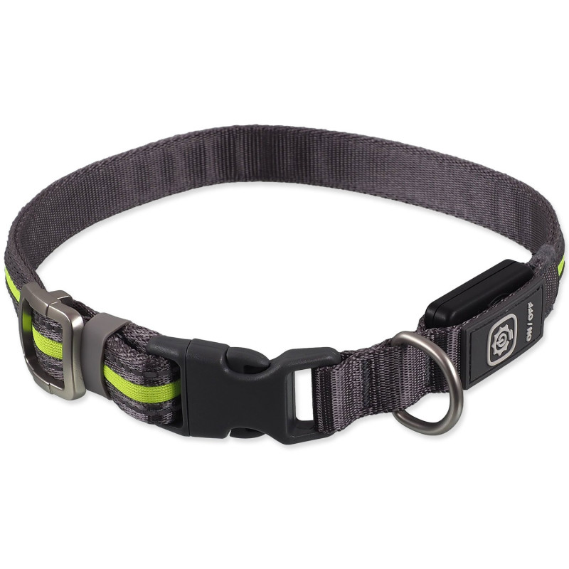 Ovratnica Dog Fantasy USB LED najlonska svetleča M-L zelena 2,5x45-65cm