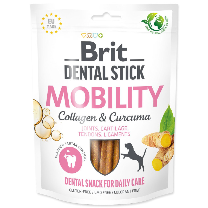 Prigrizek Brit Dental Stick Mobility s kurkumo in kolagenom, 7 kosov