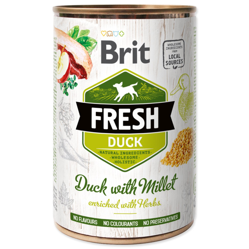 Konzerva Brit Fresh raca s prosom 400g