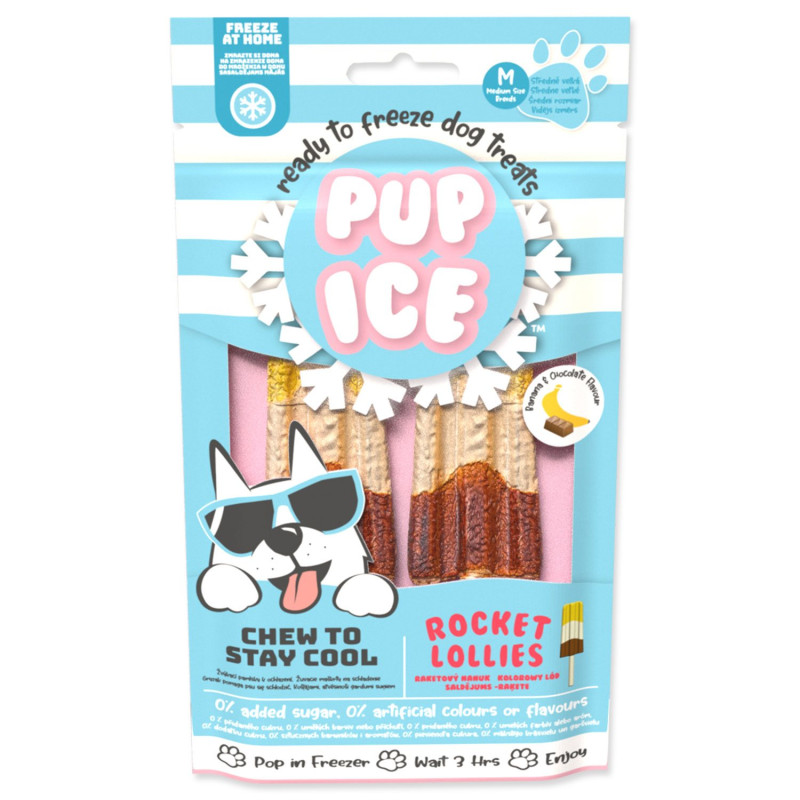 Pup Ice hladilna poslastica z banano in karobom, 2 kosa, 90 g