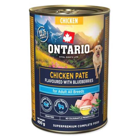 Ontario Adult piščančja pašteta z okusom borovnic 400 g